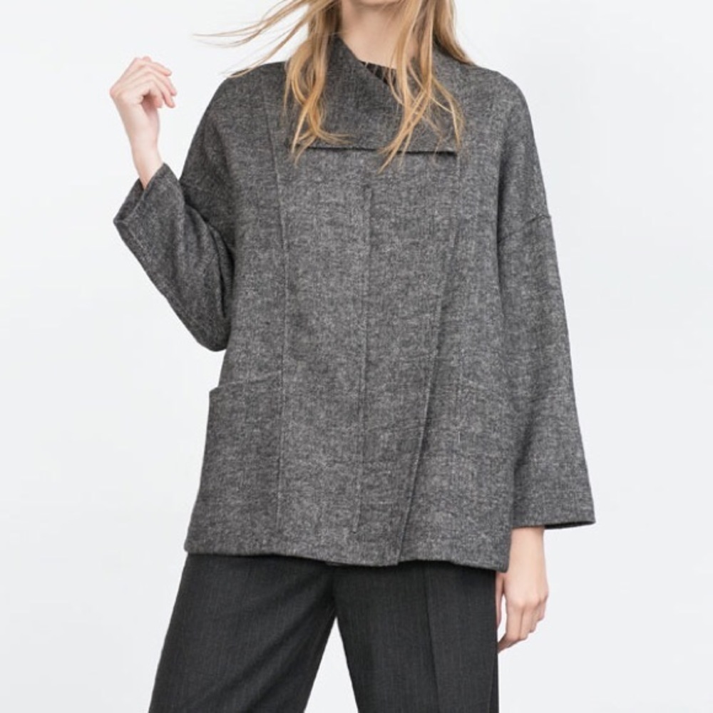 Zara Handmade Grey Sweater-Jacket.